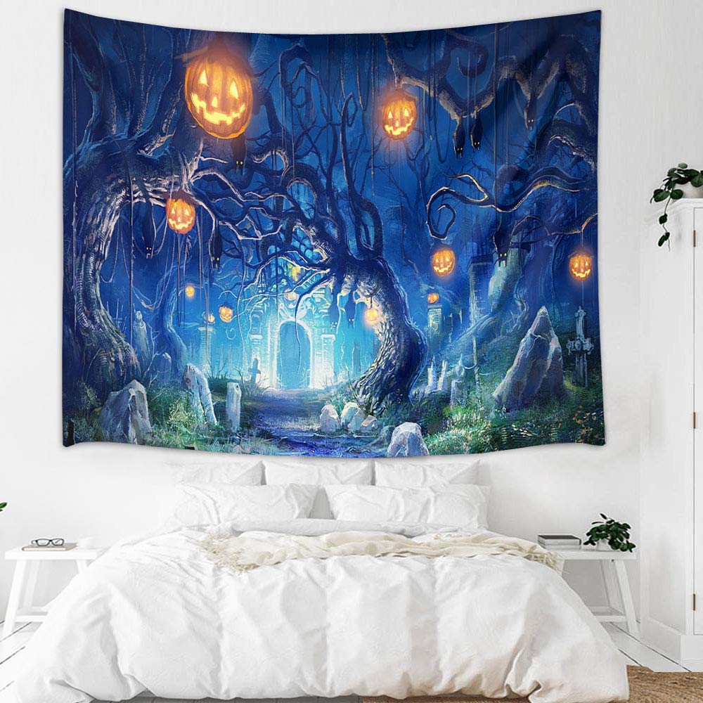 Amazon.co.jp: Dorasu タペストリー 月夜 ハロウィン飾り 壁掛け 多